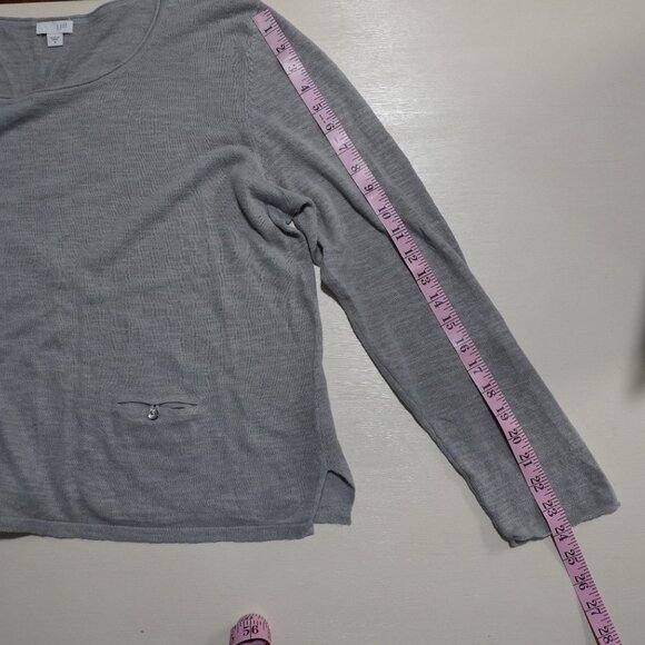 J. Jill Size Medium Grey Small Knit Light Weight Sweater - Picture 8 of 9